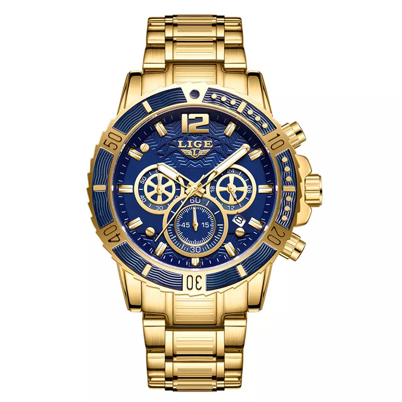 Relógio Masculino Dourado Cronógrafo VN 8990